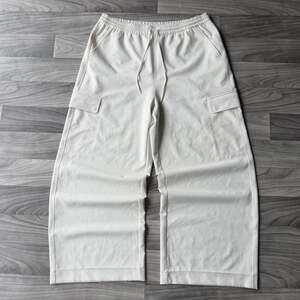 Athleta Cargo Sweatpants Size L/P Cream Y2K Baggy Wide Leg